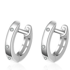 925 Sterling Silver Diamond Hoop Pierced Earrings